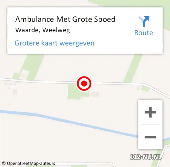 Locatie op kaart van de 112 melding: Ambulance Met Grote Spoed Naar Waarde, Weelweg op 13 maart 2015 04:32