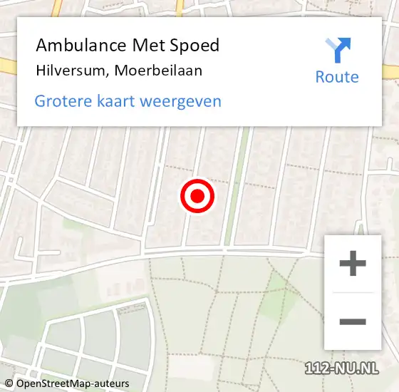 Locatie op kaart van de 112 melding: Ambulance Met Spoed Naar Hilversum, Moerbeilaan op 13 maart 2015 07:03