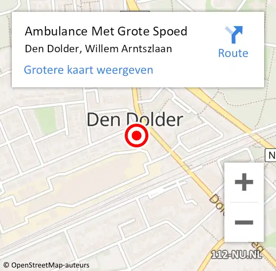 Locatie op kaart van de 112 melding: Ambulance Met Grote Spoed Naar Den Dolder, Willem Arntszlaan op 13 maart 2015 08:54