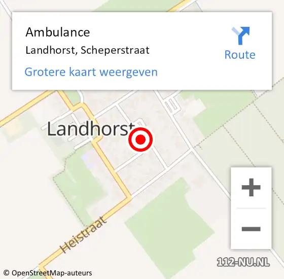 Locatie op kaart van de 112 melding: Ambulance Landhorst, Scheperstraat op 13 maart 2015 09:04