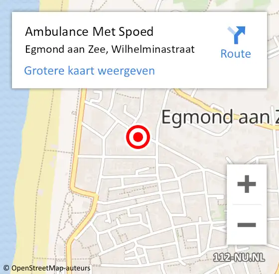 Locatie op kaart van de 112 melding: Ambulance Met Spoed Naar Egmond aan Zee, Wilhelminastraat op 13 maart 2015 09:13