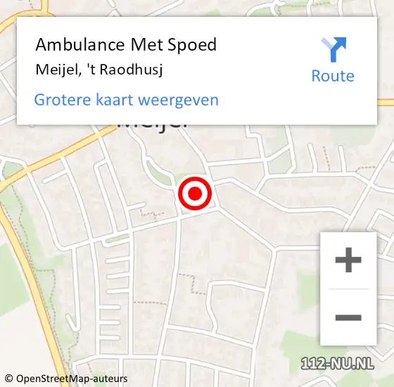 Locatie op kaart van de 112 melding: Ambulance Met Spoed Naar Meijel, 't Raodhusj op 13 maart 2015 09:17