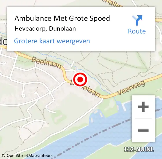 Locatie op kaart van de 112 melding: Ambulance Met Grote Spoed Naar Heveadorp, Dunolaan op 13 maart 2015 10:26