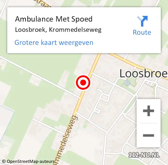 Locatie op kaart van de 112 melding: Ambulance Met Spoed Naar Loosbroek, Krommedelseweg op 13 maart 2015 10:58