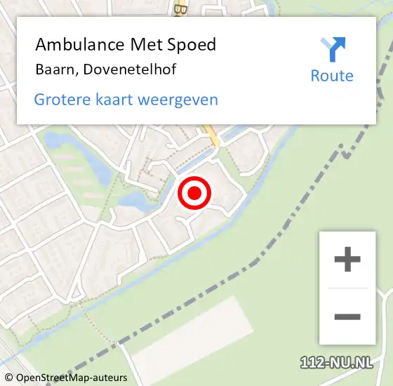 Locatie op kaart van de 112 melding: Ambulance Met Spoed Naar Baarn, Dovenetelhof op 13 maart 2015 11:01