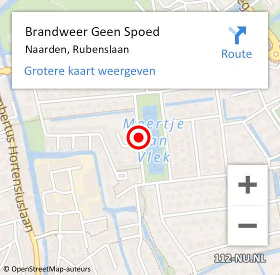 Locatie op kaart van de 112 melding: Brandweer Geen Spoed Naar Naarden, Rubenslaan op 1 november 2013 15:07