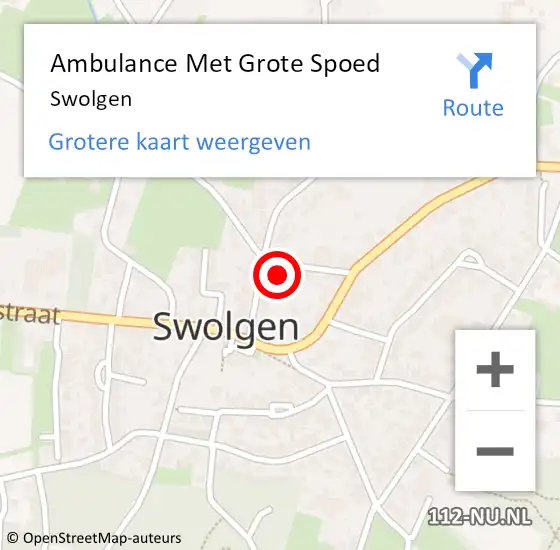 Locatie op kaart van de 112 melding: Ambulance Met Grote Spoed Naar Swolgen op 13 maart 2015 11:13