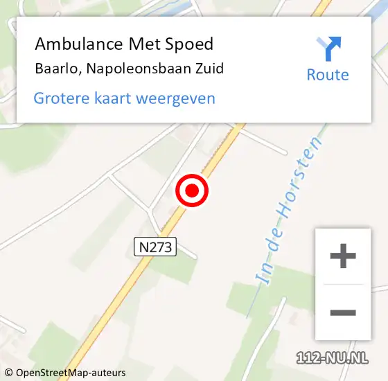 Locatie op kaart van de 112 melding: Ambulance Met Spoed Naar Baarlo, Napoleonsbaan Zuid op 13 maart 2015 11:15