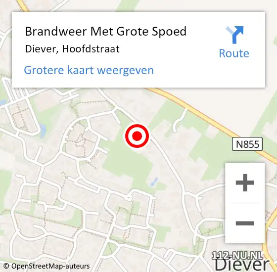 Locatie op kaart van de 112 melding: Brandweer Met Grote Spoed Naar Diever, Hoofdstraat op 13 maart 2015 11:30