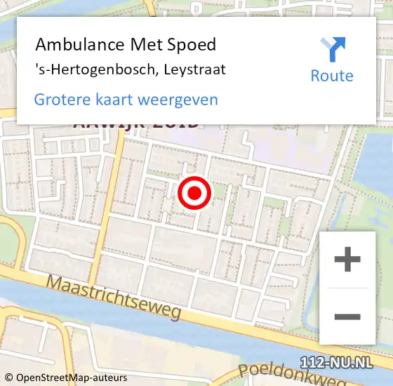 Locatie op kaart van de 112 melding: Ambulance Met Spoed Naar 's-Hertogenbosch, Leystraat op 13 maart 2015 11:34