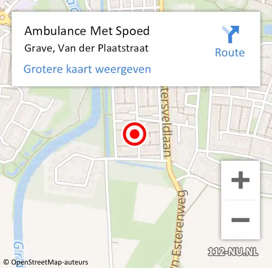 Locatie op kaart van de 112 melding: Ambulance Met Spoed Naar Grave, Van der Plaatstraat op 13 maart 2015 12:10