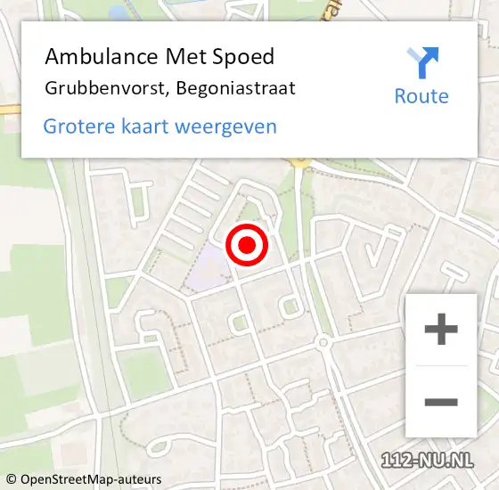 Locatie op kaart van de 112 melding: Ambulance Met Spoed Naar Grubbenvorst, Begoniastraat op 13 maart 2015 12:32