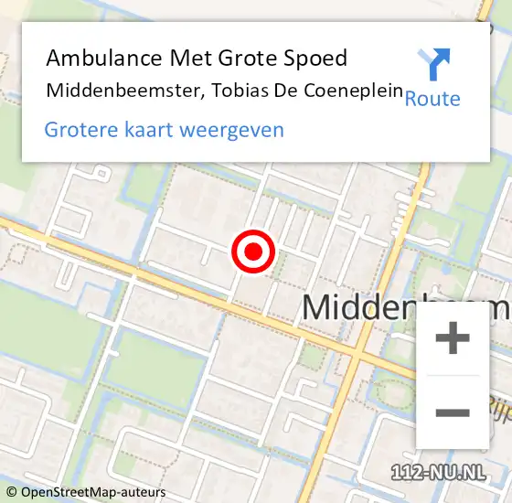 Locatie op kaart van de 112 melding: Ambulance Met Grote Spoed Naar Middenbeemster, Tobias De Coeneplein op 13 maart 2015 12:44