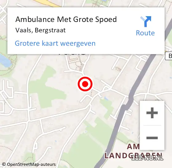 Locatie op kaart van de 112 melding: Ambulance Met Grote Spoed Naar Vaals, Bergstraat op 13 maart 2015 12:46