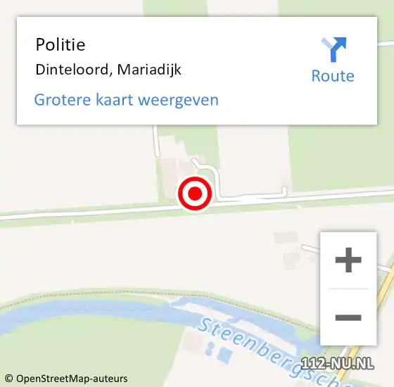 Locatie op kaart van de 112 melding: Politie Dinteloord, Mariadijk op 13 maart 2015 12:51