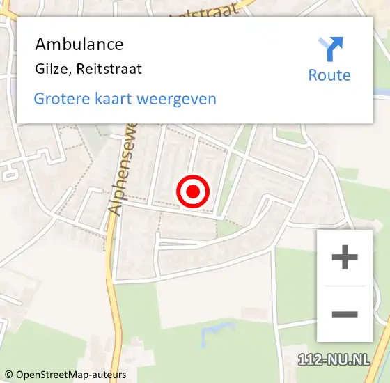 Locatie op kaart van de 112 melding: Ambulance Gilze, Reitstraat op 13 maart 2015 13:19