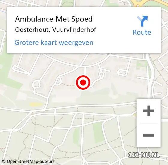 Locatie op kaart van de 112 melding: Ambulance Met Spoed Naar Oosterhout, Vuurvlinderhof op 13 maart 2015 14:49