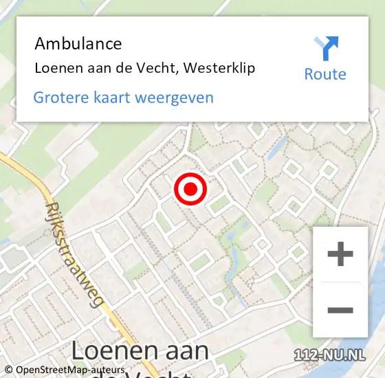 Locatie op kaart van de 112 melding: Ambulance Loenen aan de Vecht, Westerklip op 13 maart 2015 15:25