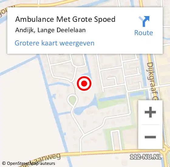 Locatie op kaart van de 112 melding: Ambulance Met Grote Spoed Naar Andijk, Lange Deelelaan op 13 maart 2015 16:32