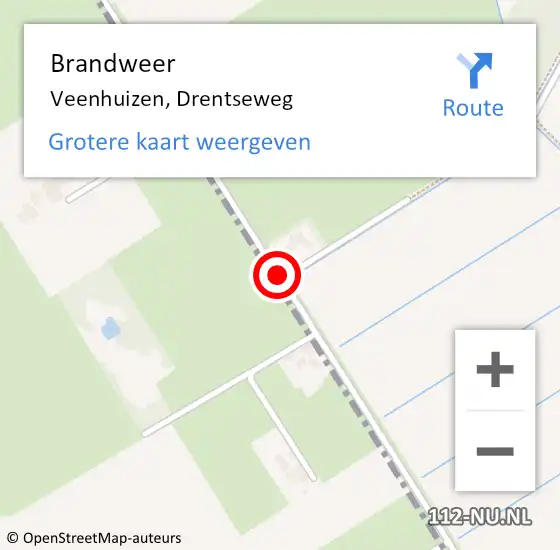 Locatie op kaart van de 112 melding: Brandweer Veenhuizen, Drentseweg op 13 maart 2015 16:36