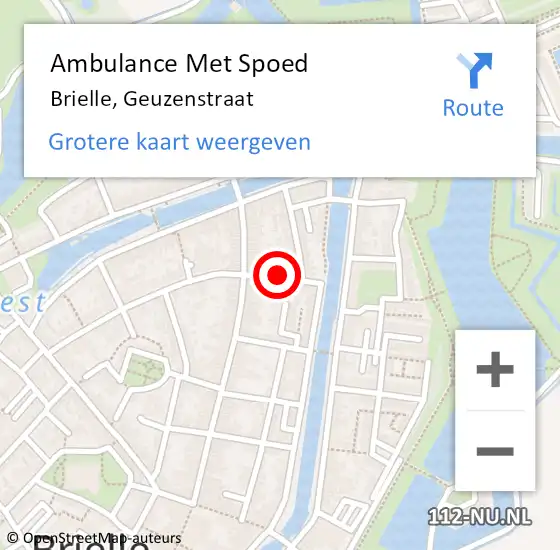 Locatie op kaart van de 112 melding: Ambulance Met Spoed Naar Brielle, Geuzenstraat op 13 maart 2015 17:54