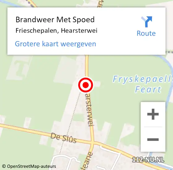 Locatie op kaart van de 112 melding: Brandweer Met Spoed Naar Frieschepalen, Hearsterwei op 13 maart 2015 19:08