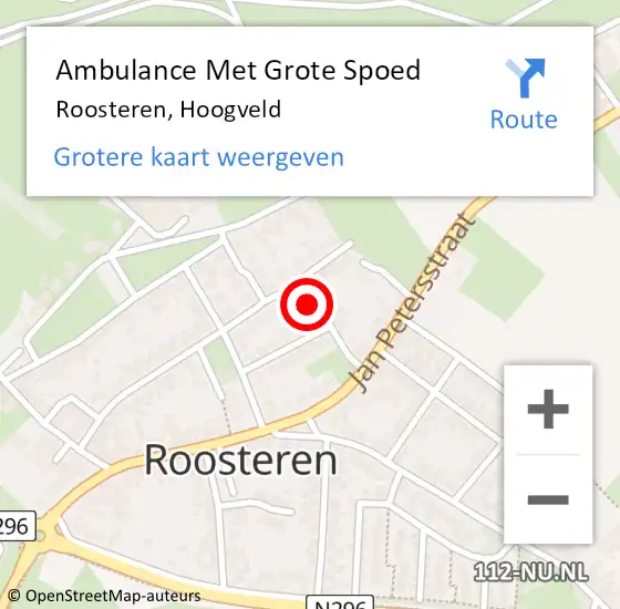 Locatie op kaart van de 112 melding: Ambulance Met Grote Spoed Naar Roosteren, Hoogveld op 13 maart 2015 19:14