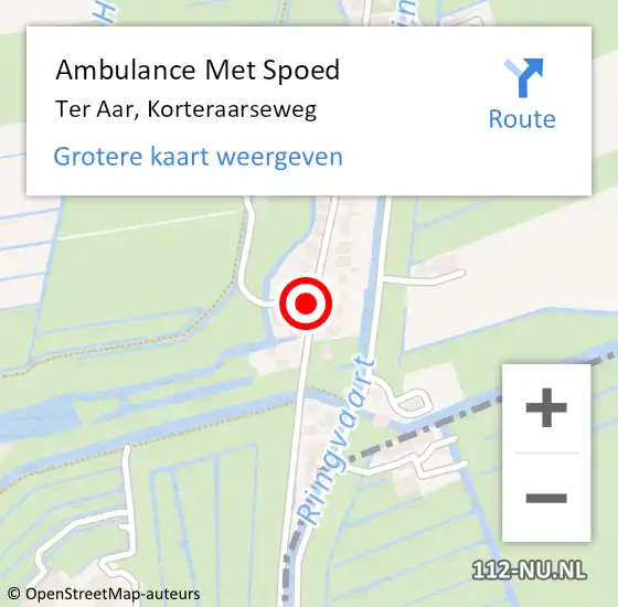 Locatie op kaart van de 112 melding: Ambulance Met Spoed Naar Ter Aar, Korteraarseweg op 13 maart 2015 19:25