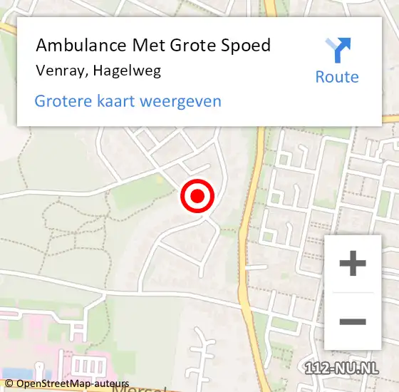 Locatie op kaart van de 112 melding: Ambulance Met Grote Spoed Naar Venray, Hagelweg op 13 maart 2015 19:45