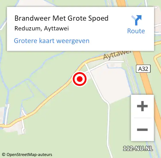 Locatie op kaart van de 112 melding: Brandweer Met Grote Spoed Naar Reduzum, Ayttawei op 13 maart 2015 19:58