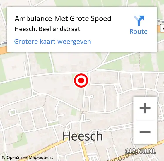 Locatie op kaart van de 112 melding: Ambulance Met Grote Spoed Naar Heesch, Beellandstraat op 13 maart 2015 20:04