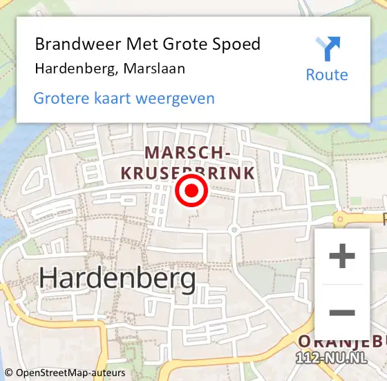 Locatie op kaart van de 112 melding: Brandweer Met Grote Spoed Naar Hardenberg, Marslaan op 13 maart 2015 20:31