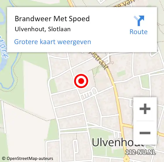 Locatie op kaart van de 112 melding: Brandweer Met Spoed Naar Ulvenhout, Slotlaan op 13 maart 2015 21:28