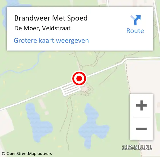 Locatie op kaart van de 112 melding: Brandweer Met Spoed Naar De Moer, Veldstraat op 13 maart 2015 21:44