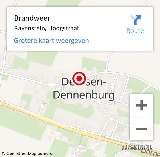 Locatie op kaart van de 112 melding: Brandweer Ravenstein, Hoogstraat op 13 maart 2015 22:06