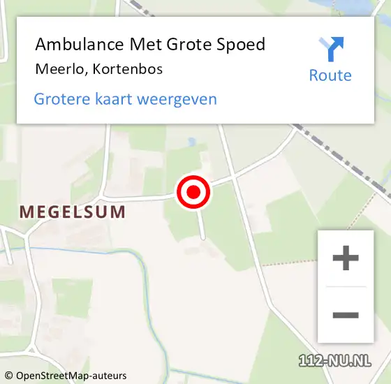 Locatie op kaart van de 112 melding: Ambulance Met Grote Spoed Naar Meerlo, Kortenbos op 13 maart 2015 22:17