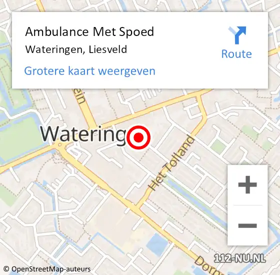 Locatie op kaart van de 112 melding: Ambulance Met Spoed Naar Wateringen, Liesveld op 13 maart 2015 23:17