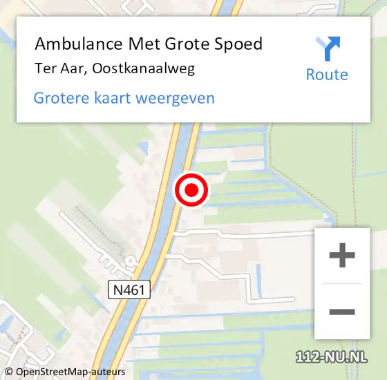 Locatie op kaart van de 112 melding: Ambulance Met Grote Spoed Naar Ter Aar, Oostkanaalweg op 14 maart 2015 00:08