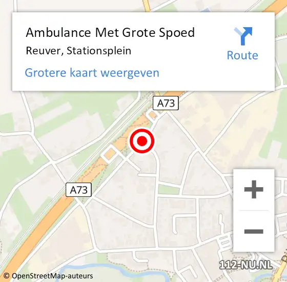 Locatie op kaart van de 112 melding: Ambulance Met Grote Spoed Naar Reuver, Stationsplein op 14 maart 2015 01:52