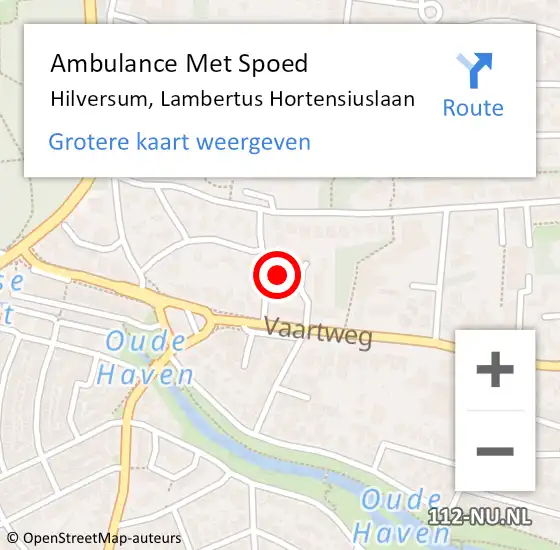 Locatie op kaart van de 112 melding: Ambulance Met Spoed Naar Hilversum, Lambertus Hortensiuslaan op 14 maart 2015 03:16