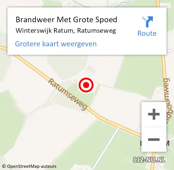 Locatie op kaart van de 112 melding: Brandweer Met Grote Spoed Naar Winterswijk Ratum, Ratumseweg op 14 maart 2015 08:08