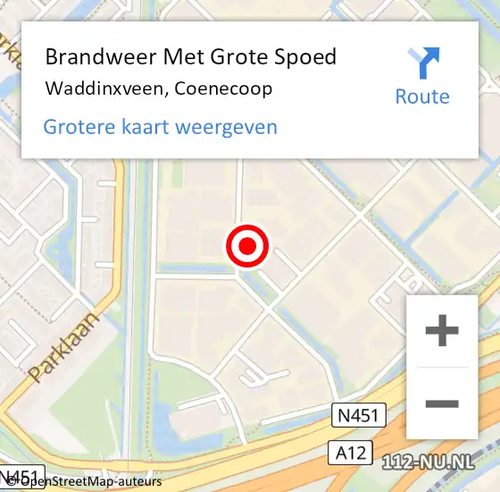 Locatie op kaart van de 112 melding: Brandweer Met Grote Spoed Naar Waddinxveen, Coenecoop op 14 maart 2015 08:54