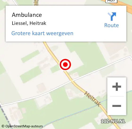 Locatie op kaart van de 112 melding: Ambulance Liessel, Heitrak op 14 maart 2015 09:56