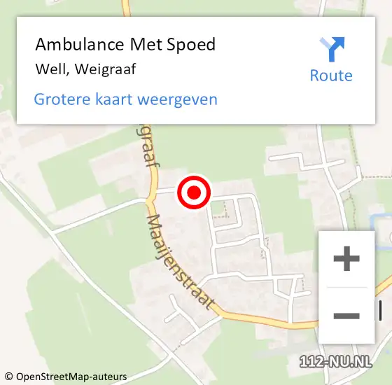 Locatie op kaart van de 112 melding: Ambulance Met Spoed Naar Well, Weigraaf op 14 maart 2015 10:51