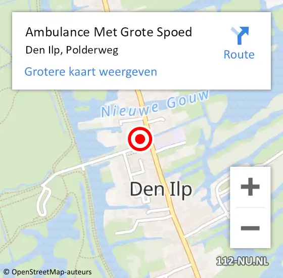 Locatie op kaart van de 112 melding: Ambulance Met Grote Spoed Naar Den Ilp, Polderweg op 14 maart 2015 11:27