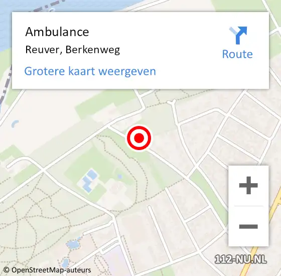 Locatie op kaart van de 112 melding: Ambulance Reuver, Berkenweg op 14 maart 2015 11:41