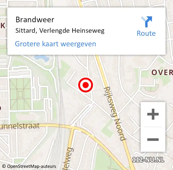 Locatie op kaart van de 112 melding: Brandweer Sittard, Verlengde Heinseweg op 14 maart 2015 12:43