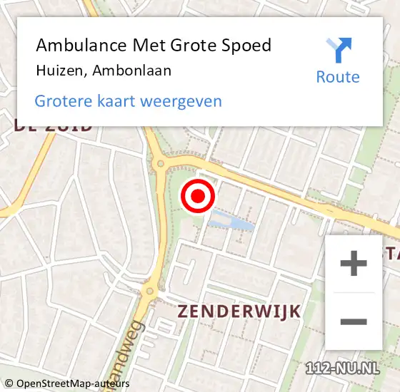 Locatie op kaart van de 112 melding: Ambulance Met Grote Spoed Naar Huizen, Ambonlaan op 14 maart 2015 13:50