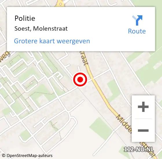 Locatie op kaart van de 112 melding: Politie Soest, Molenstraat op 14 maart 2015 14:17