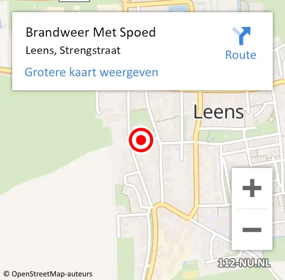 Locatie op kaart van de 112 melding: Brandweer Met Spoed Naar Leens, Strengstraat op 14 maart 2015 14:25